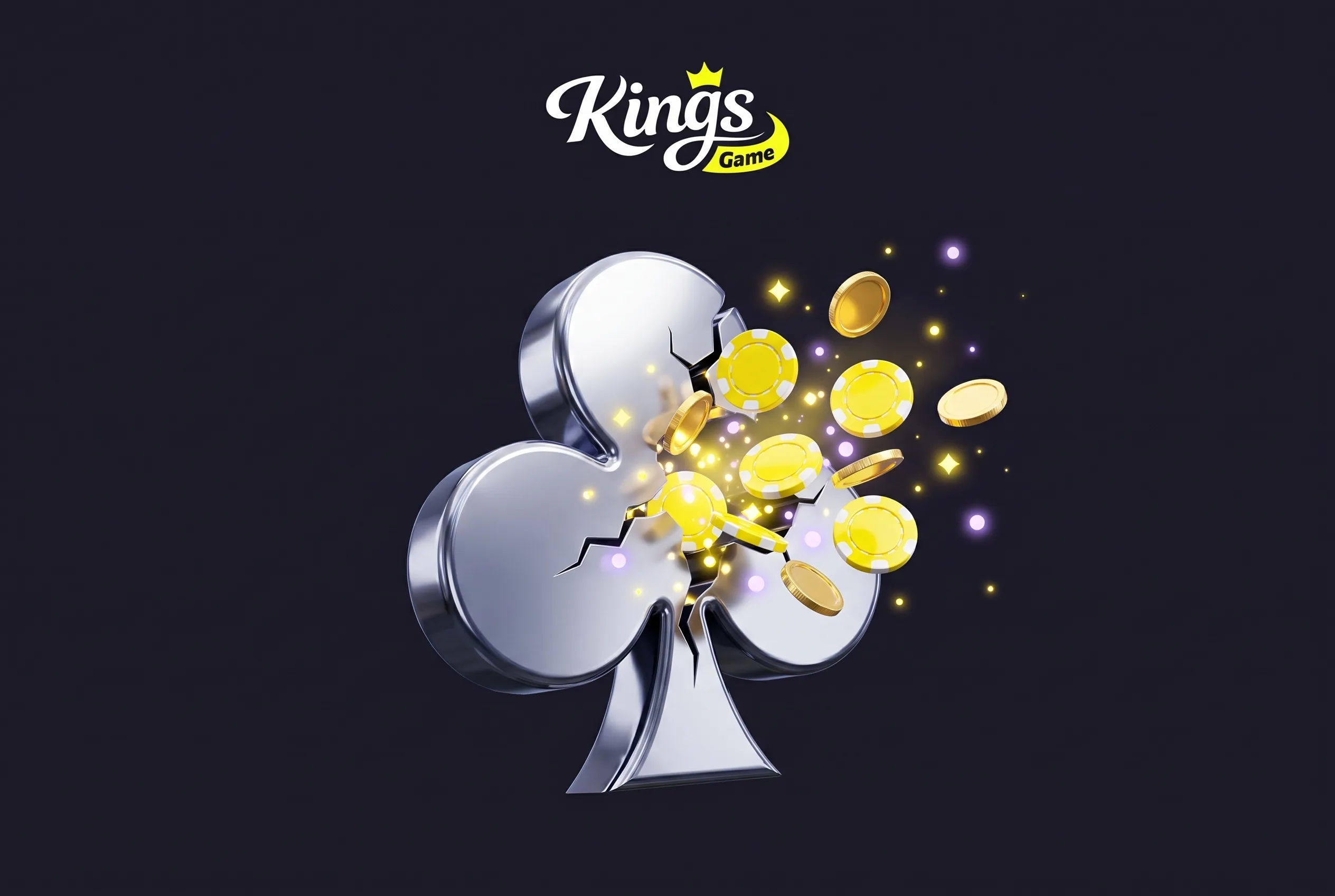 Kings Game Willkommensbonus mit silbernem Kreuzsymbol und gelben Spielchips